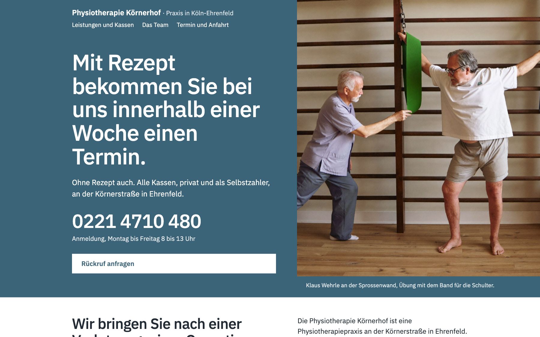Startseite Praxis Körnerhof am Desktop