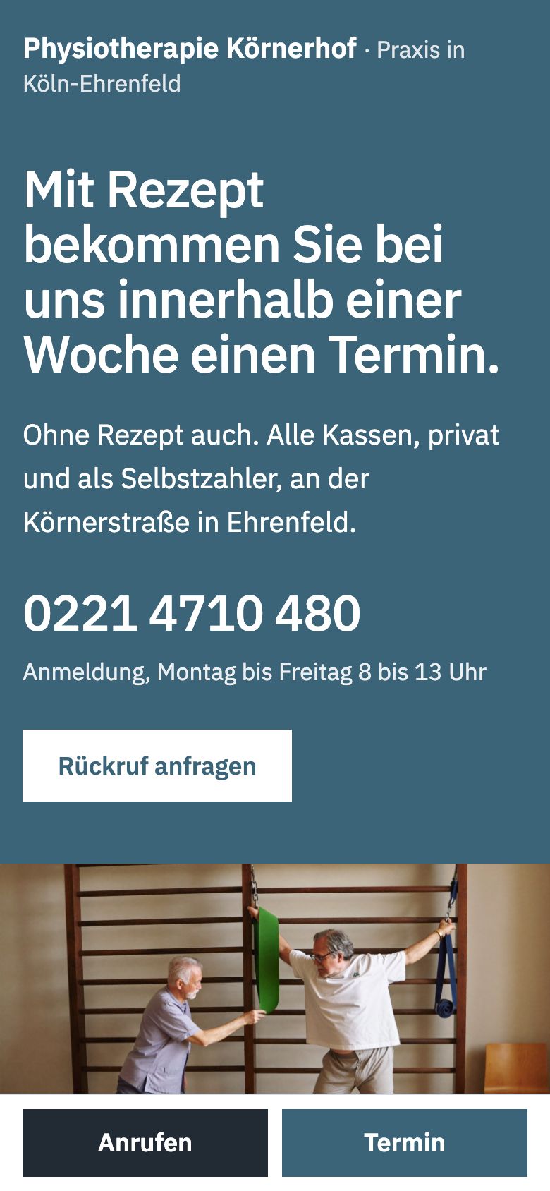 Dieselbe Seite am Handy