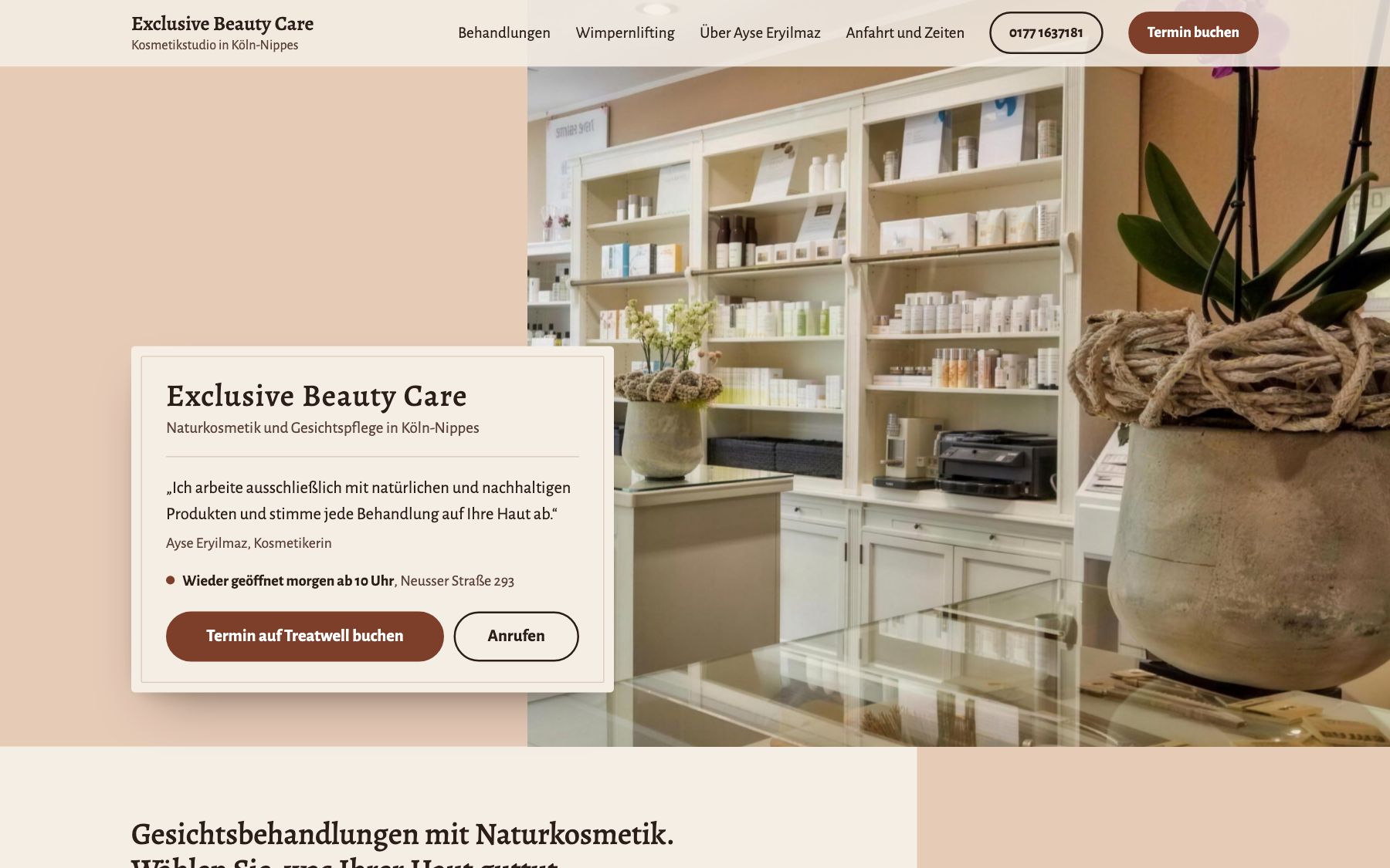 Startseite Exclusive Beauty Care am Desktop